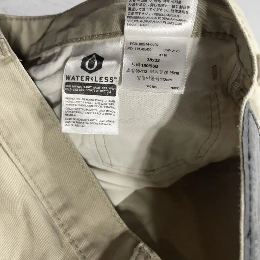 Levi’s 514 Straight Fit Pants Men 38x30 Khaki Stretch Twill‎ Jeans Tag 38x32